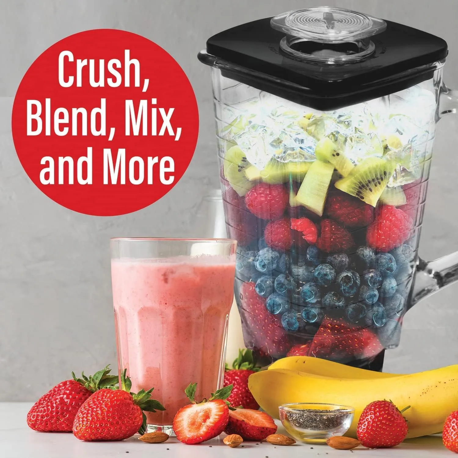 Brentwood P-OST722 Replacement Glass Jar Set, 42 Oz (0.33 Gal), 6-Piece, Clear, Fits Oster Blenders