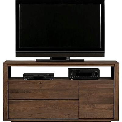 Dark Wood Media Console with Storage | Rustic Farmhouse TV Stand