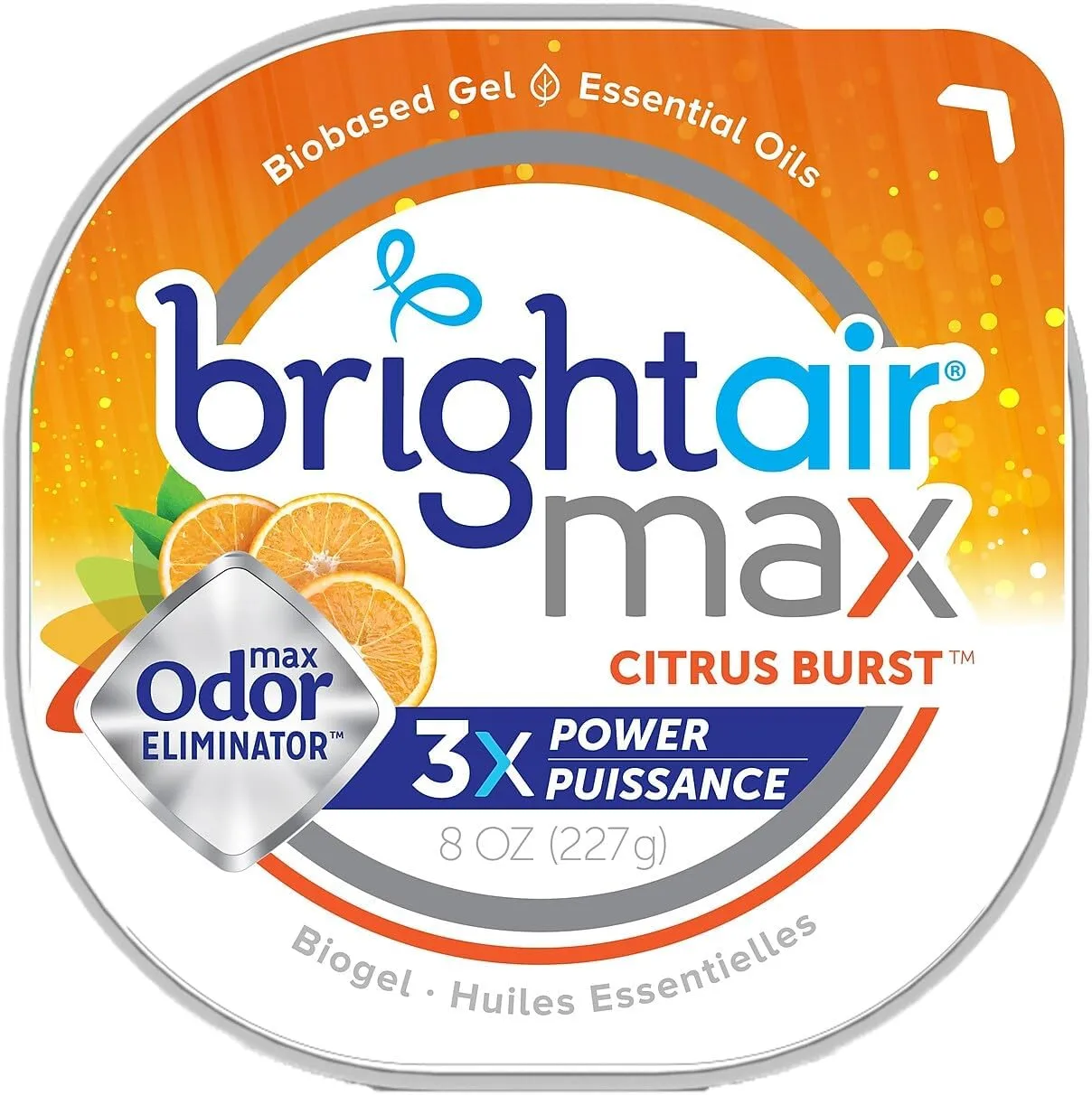 BRIGHT Air Max Odor Eliminator Air Freshener, Citrus Burst, 8 Oz Jar