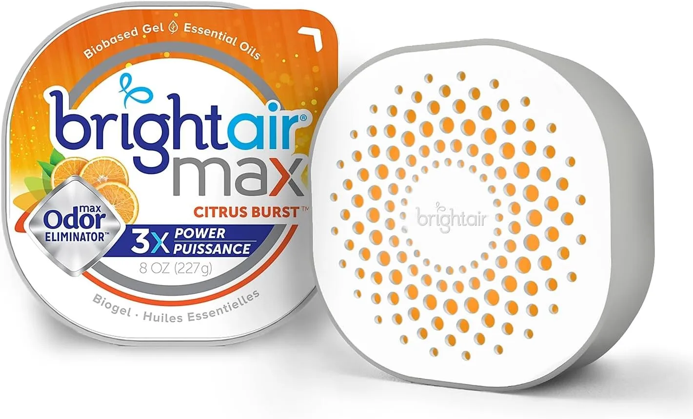 BRIGHT Air Max Odor Eliminator Air Freshener, Citrus Burst, 8 Oz Jar