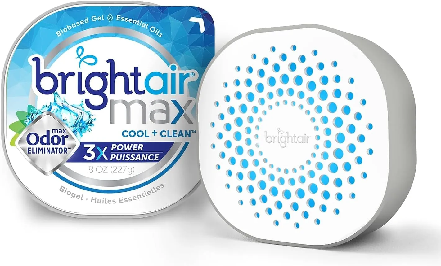 BRIGHT Air Max Odor Eliminator Air Freshener, Cool And Clean, 8 Oz Jar