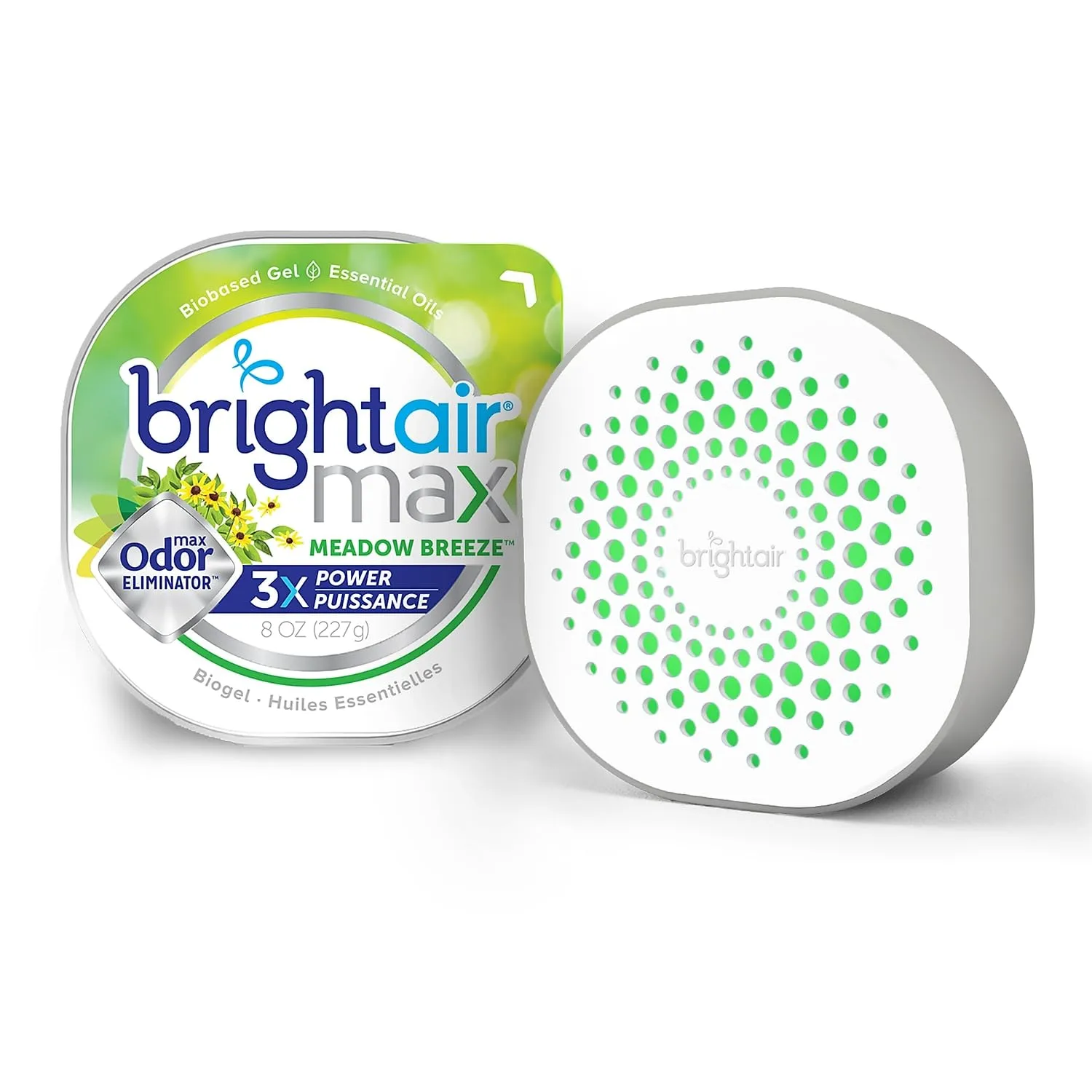 BRIGHT Air Max Odor Eliminator Air Freshener, Meadow Breeze, 8 Oz Jar 1 Count (Pack of 1)