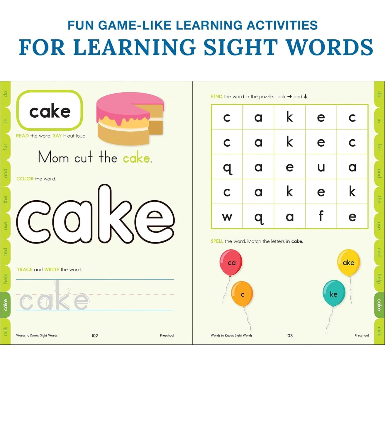 Words to Know Sight Words Preschool Workbook—Reading Activities, Games, Puzzles, Flash Cards