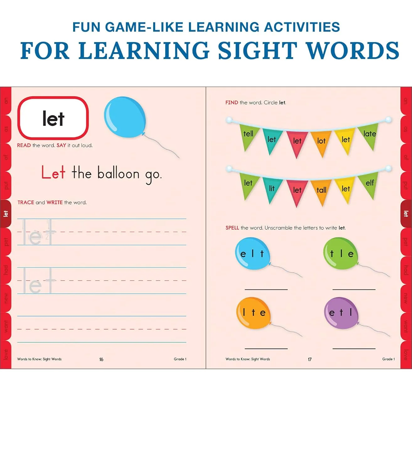 Words to Know Sight Words Workbook for First Grade—Reading Activities, Games, Flashcards, Handwriting, Sentences