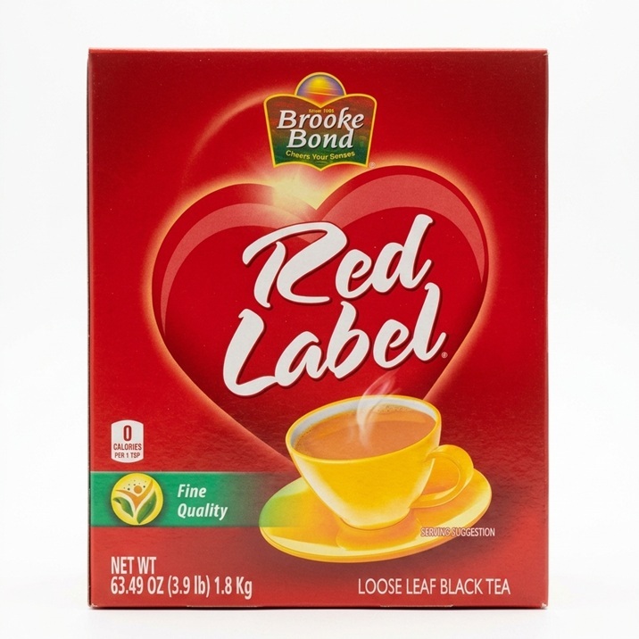 Premium box of Brooke Bond Red Label loose tea leaves for making authentic Indian masala chai