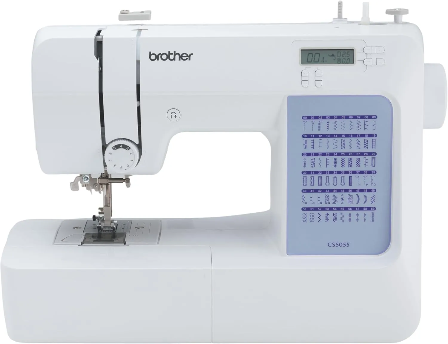Brother CS5055 Computerized Sewing Machine, 60 Built-in Stitches, LCD Display, 7 Included Feet, White New Model: CS5055