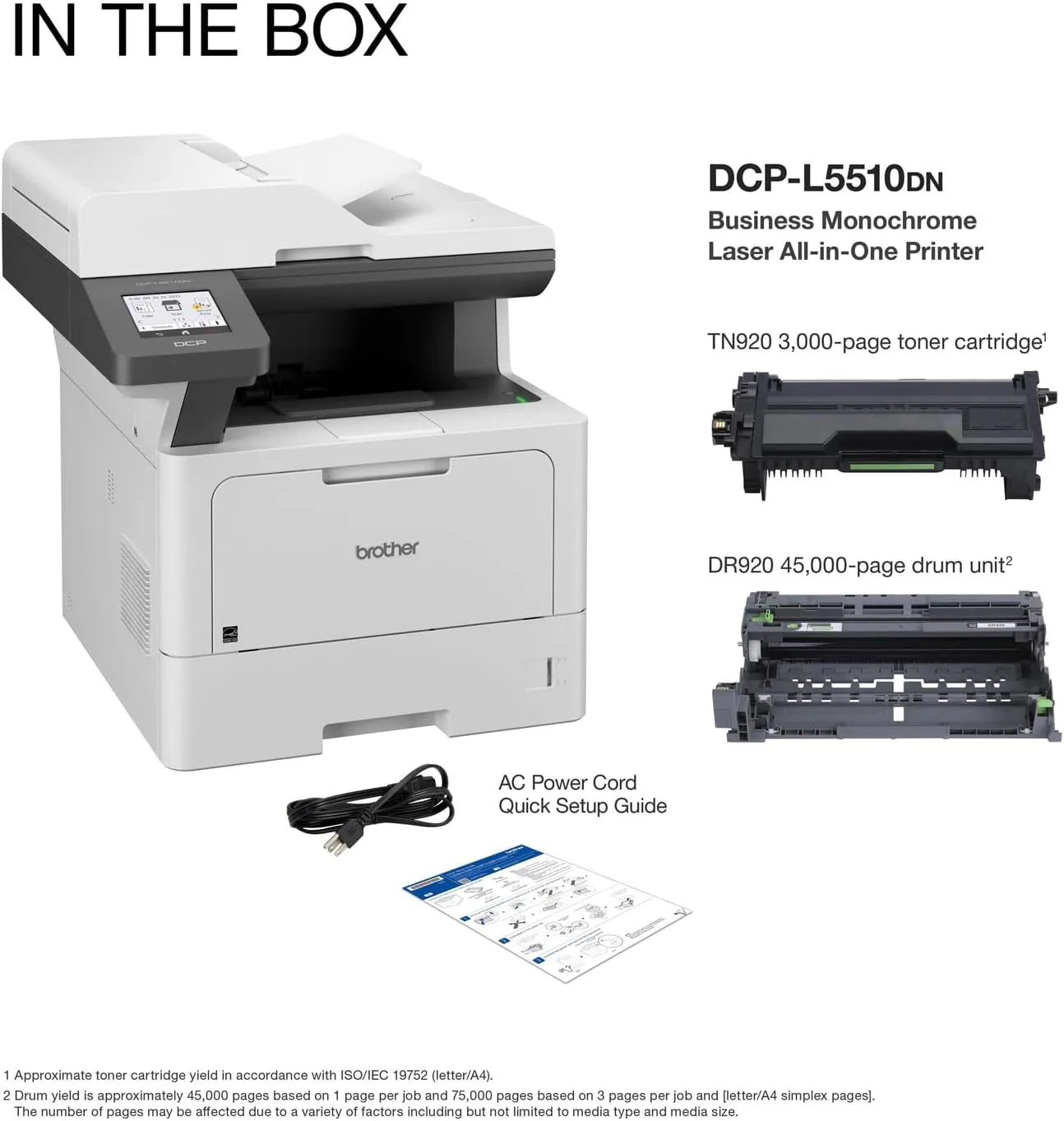 Brother DCP-L5510DN Business Monochrome Laser All-in-One Printer with Duplex and Networking