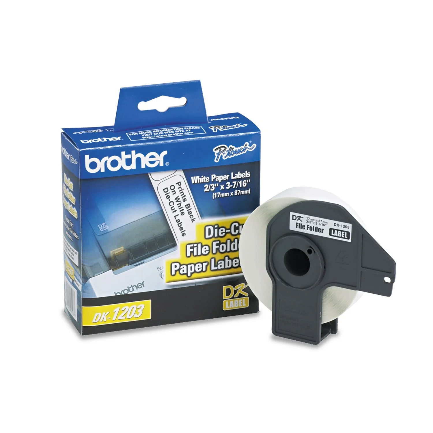 Brother DK-1203 Die-Cut File Folder Labels, White Dura-Coated