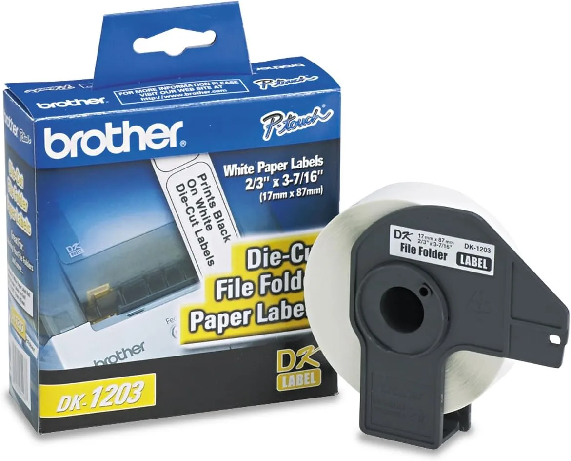 Brother DK-1203 Die-Cut File Folder Labels, White Dura-Coated