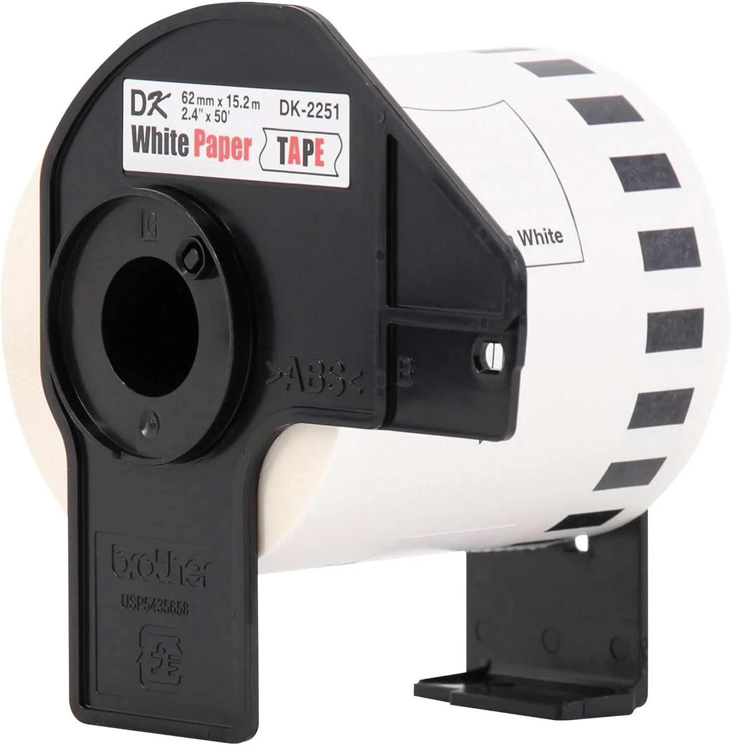 Brother DK-2251 Continuous-Length Paper Label Tape, Black/Red on White, 2.4in x 50ft
