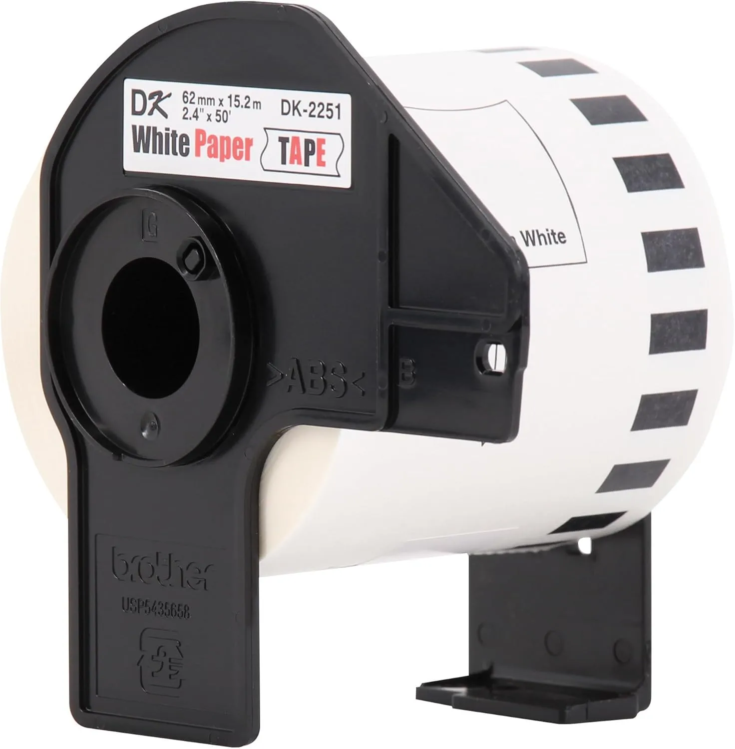 Brother DK-2251 Continuous-Length Paper Label Tape, Black/Red on White, 2.4in x 50ft