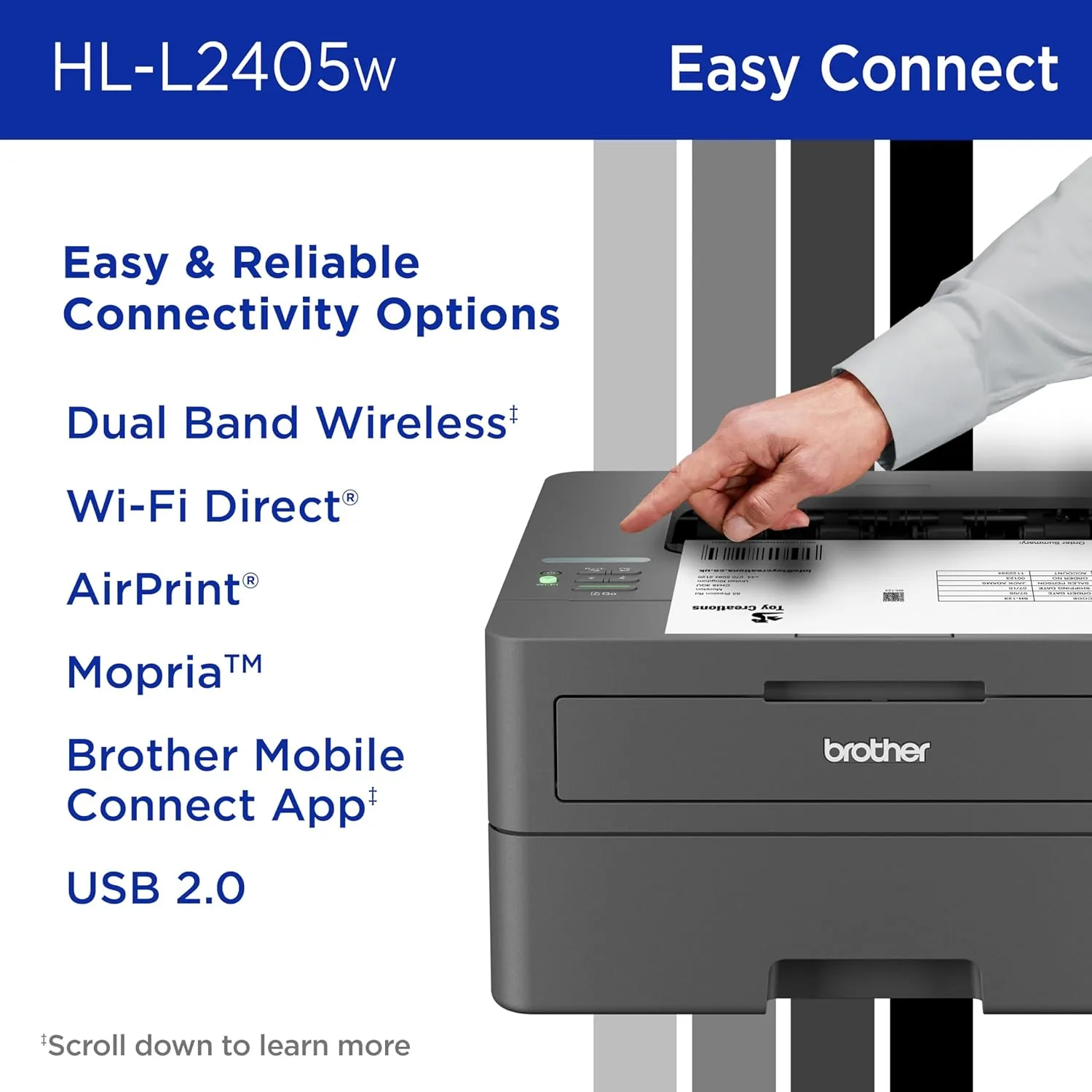 Brother HL-L2405W Wireless Compact Monochrome Laser Printer