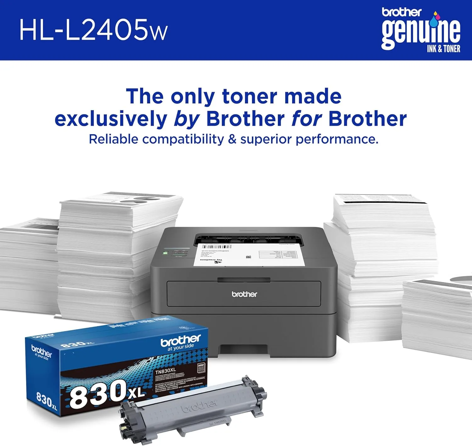 Brother HL-L2405W Wireless Compact Monochrome Laser Printer