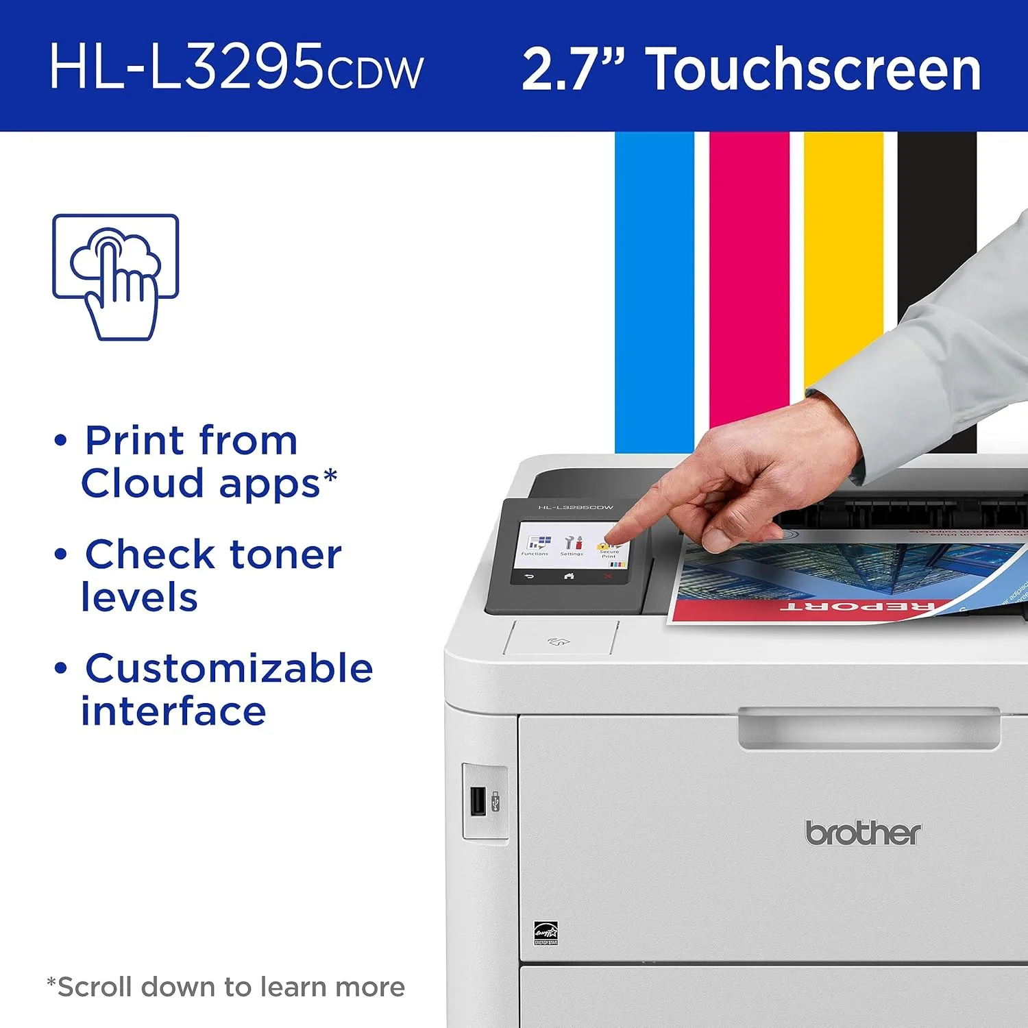 Brother HL-L3295CDW Wireless Compact Digital Color Printer with Duplex, NFC & Ethernet