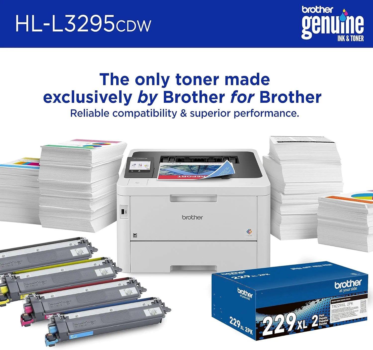Brother HL-L3295CDW Wireless Compact Digital Color Printer with Duplex, NFC & Ethernet