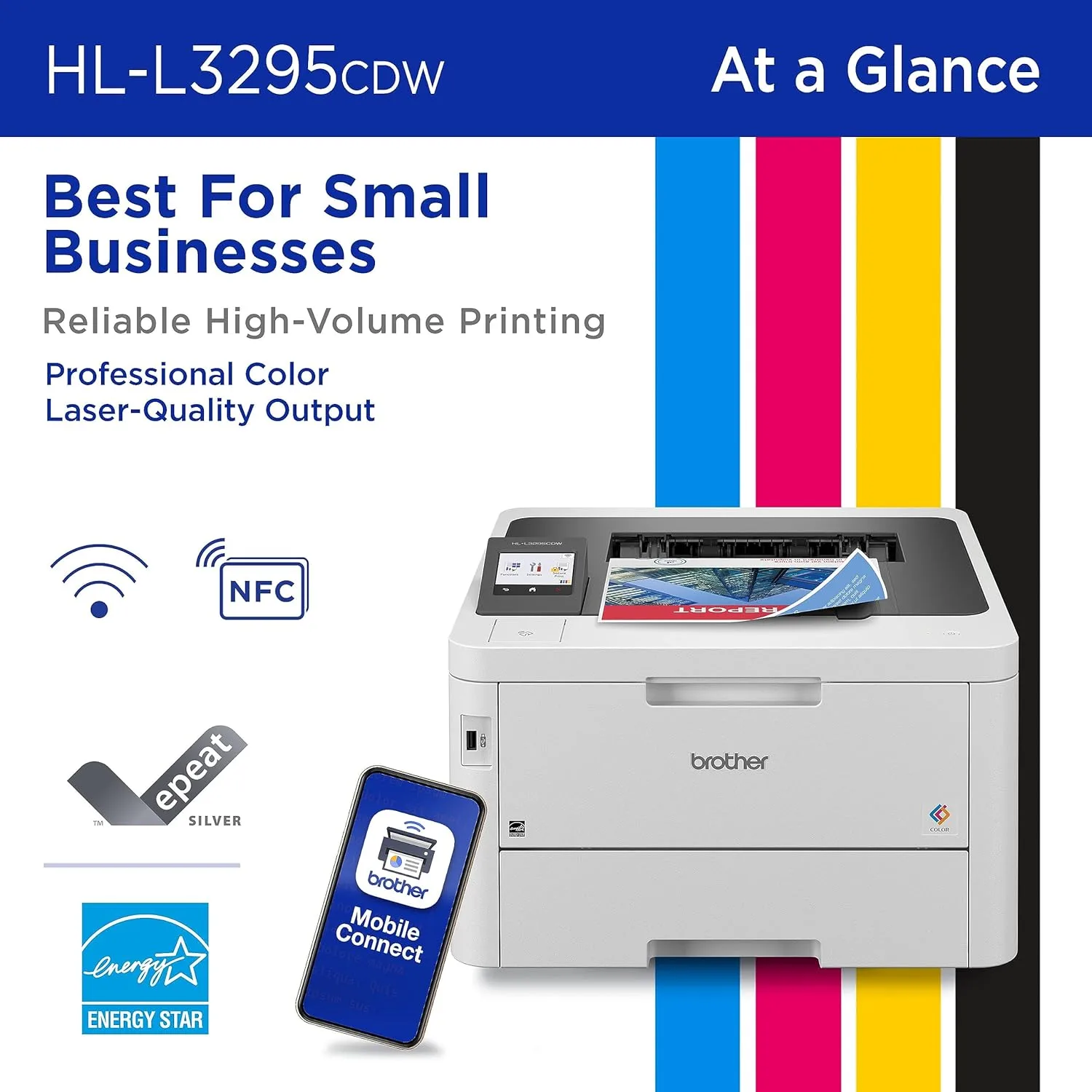 Brother HL-L3295CDW Wireless Compact Digital Color Printer with Duplex, NFC & Ethernet