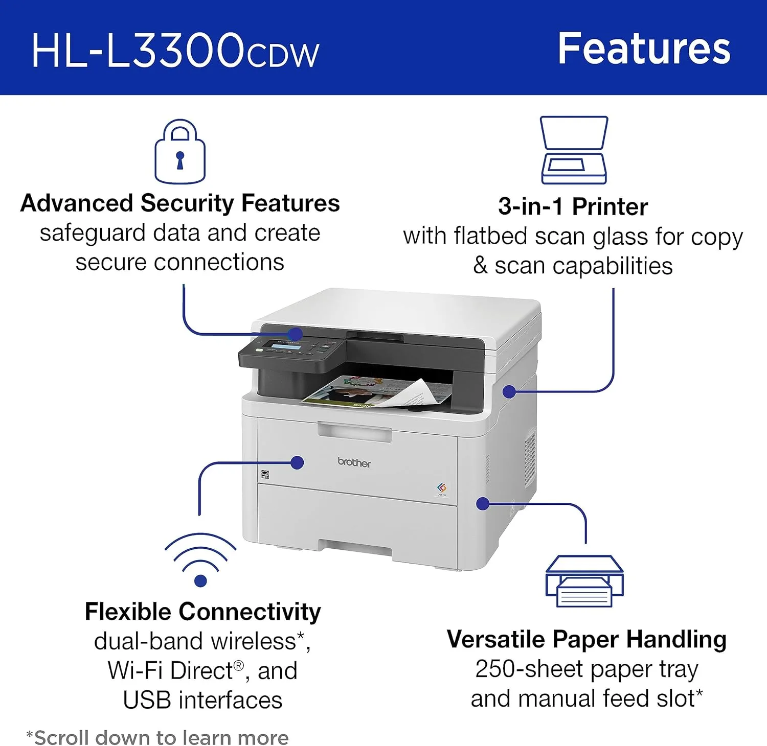 Brother HL-L3300CDW Wireless Color Multi-Function Laser Printer