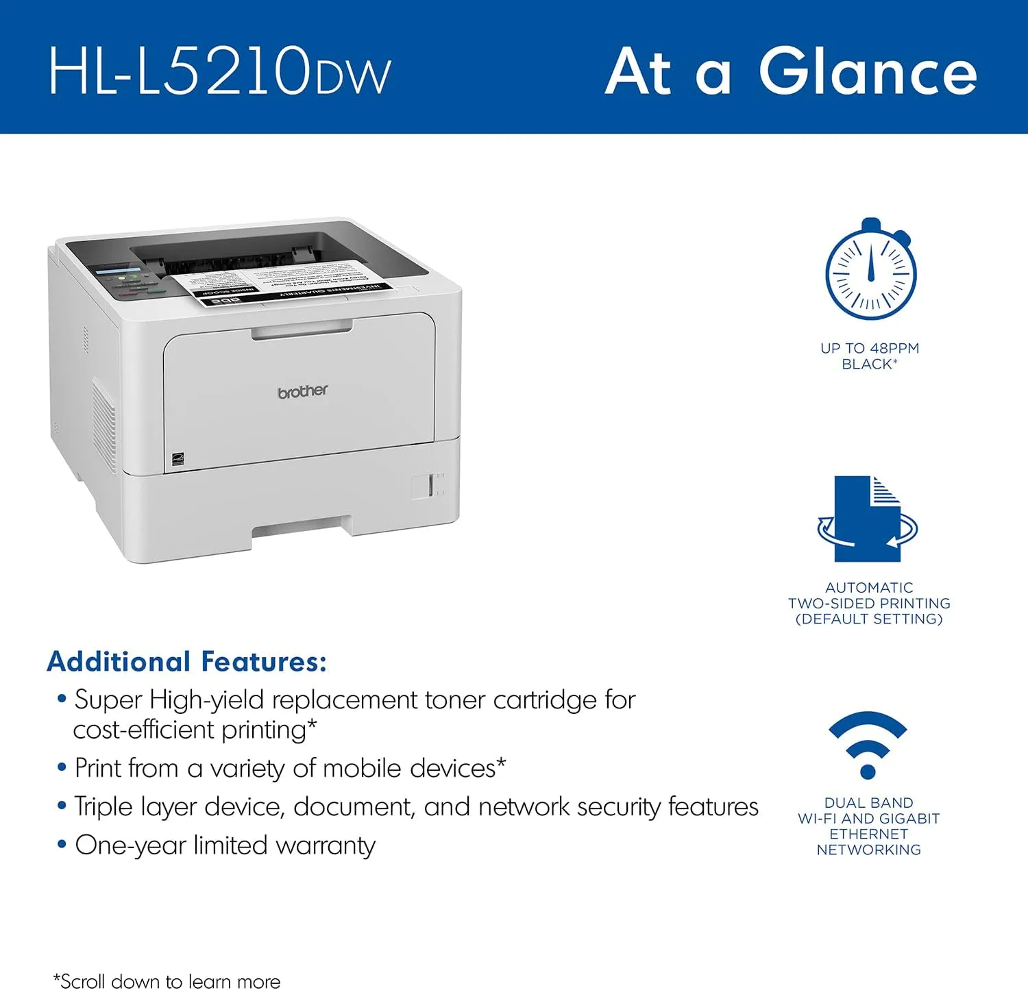 BROTHER HL-L52 Series Business Monochrome Laser Printer