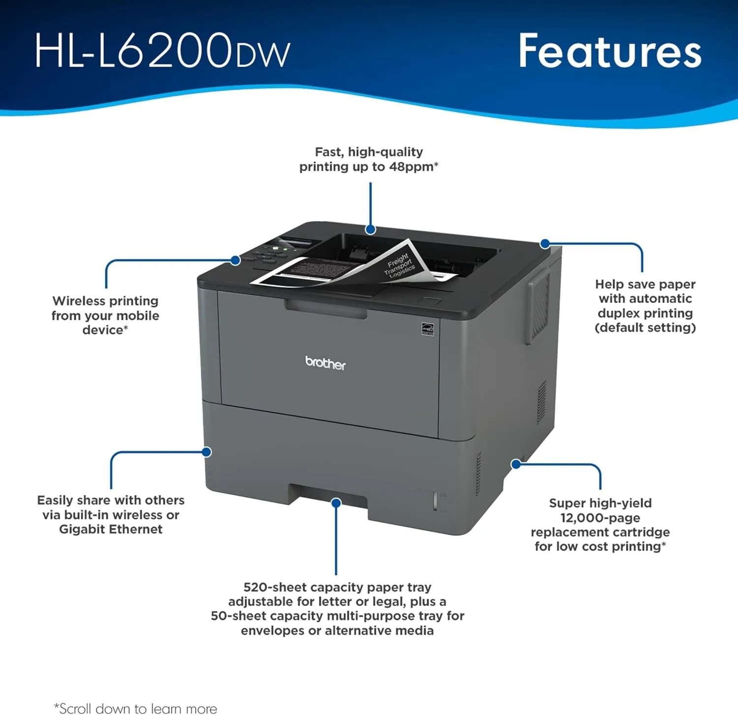 Brother Business Wireless Monochrome Laser Printer