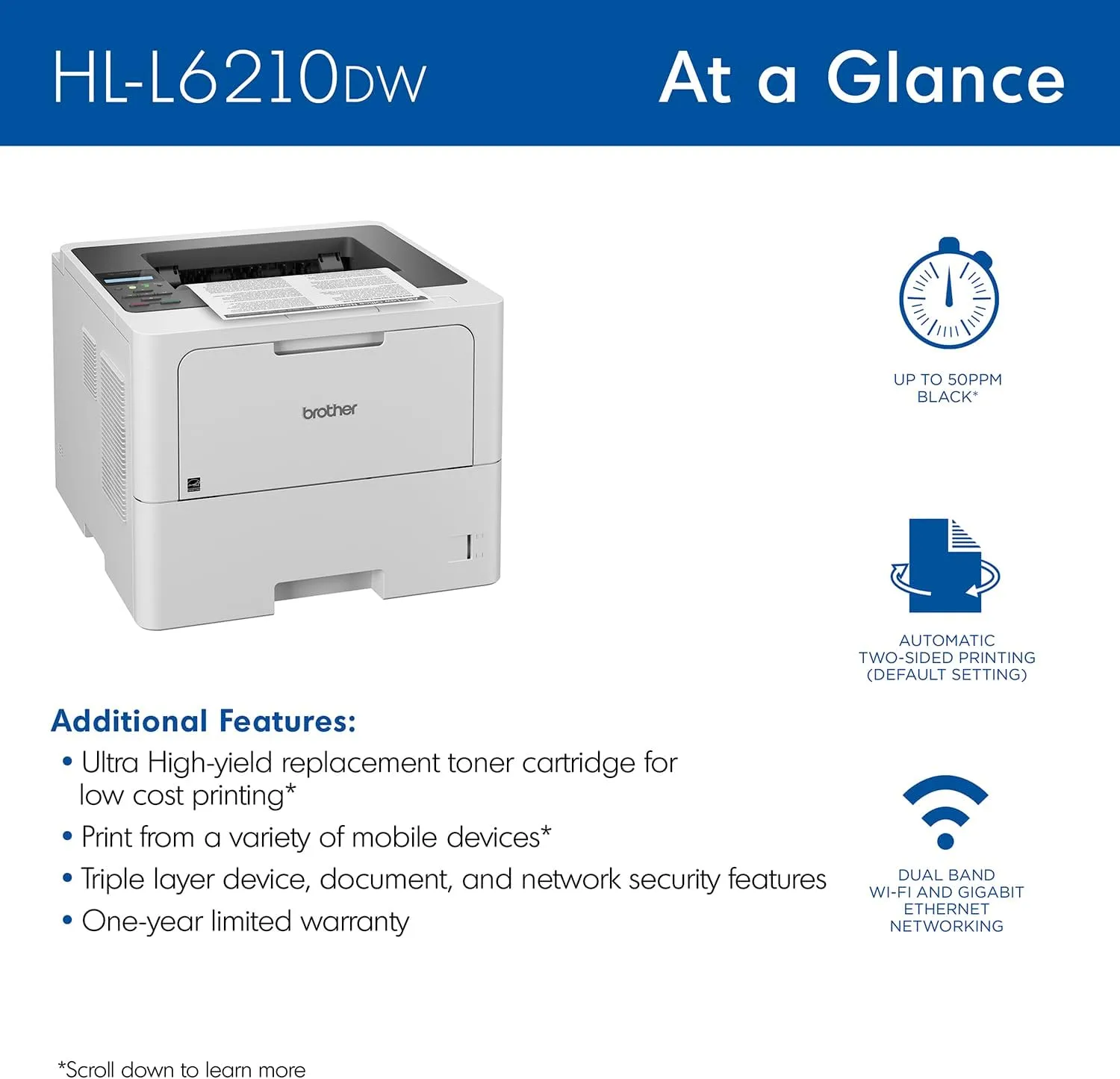 Brother Business Wireless Monochrome Laser Printer