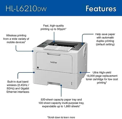 Brother Business Wireless Monochrome Laser Printer