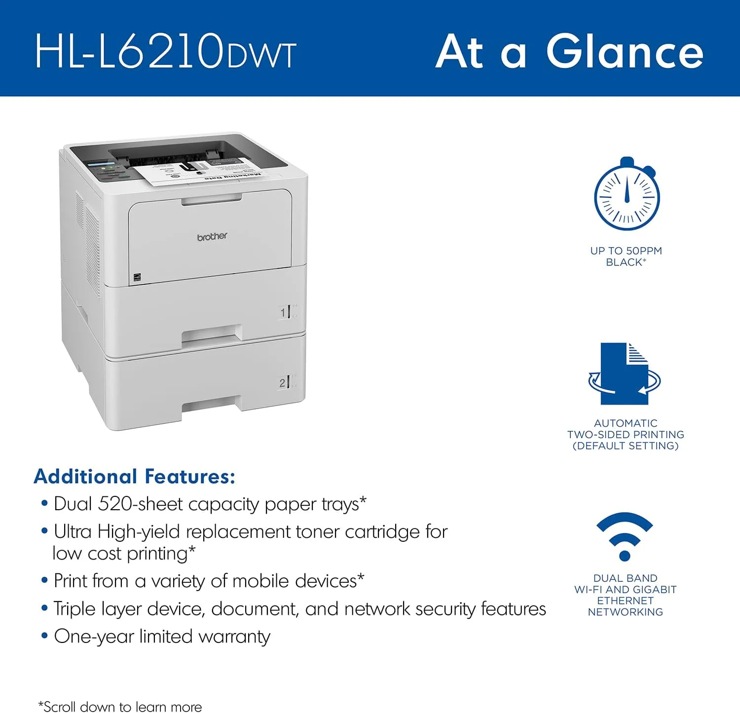 Brother Business Wireless Monochrome Laser Printer