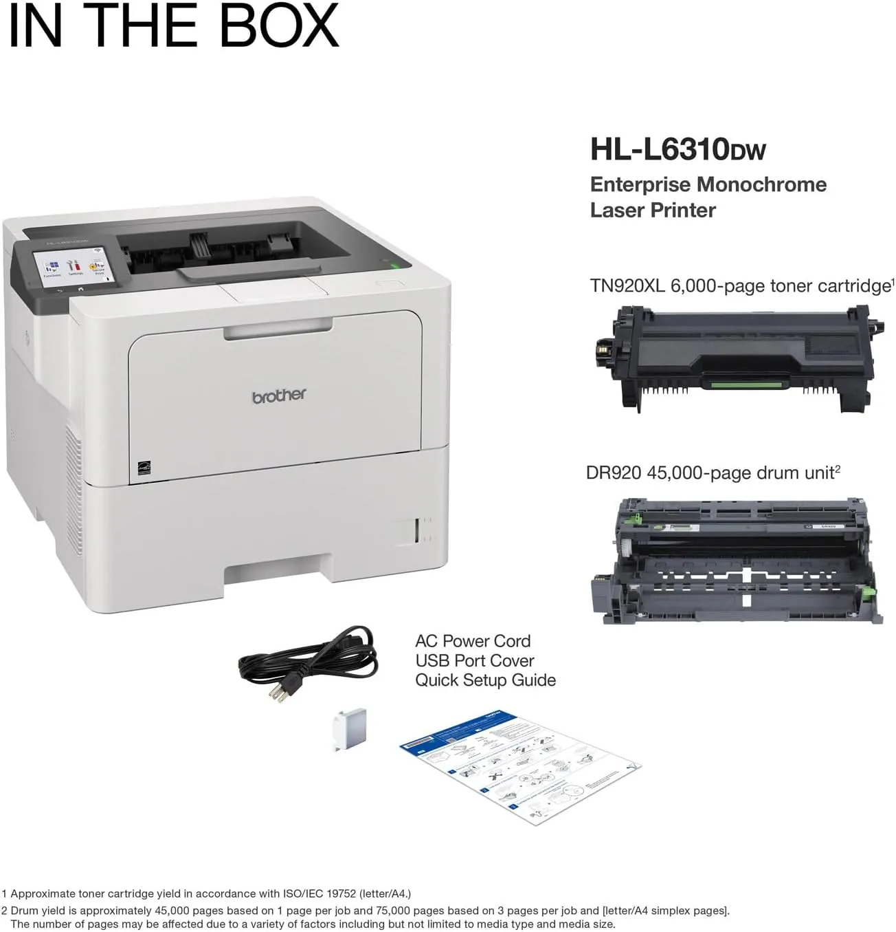 Brother HL-L6310DW Enterprise Monochrome Laser Printer with Low-cost Printing, Wireless Networking, and Large Paper Capacity