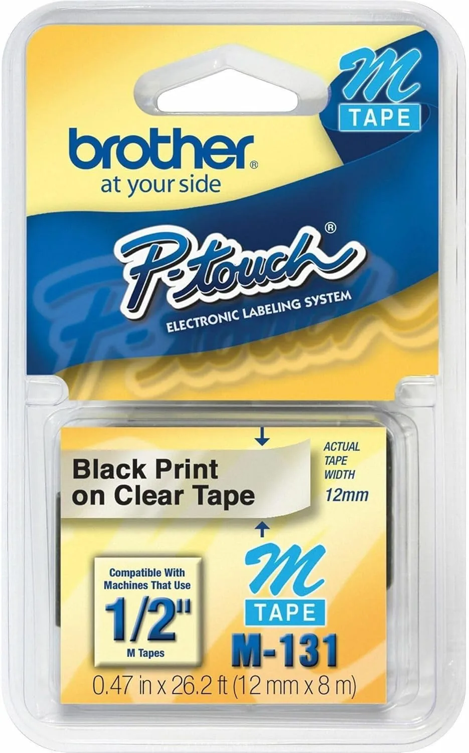 Brother P-Touch M Series 1/2 (12mm) Label Tape 26.2 ft