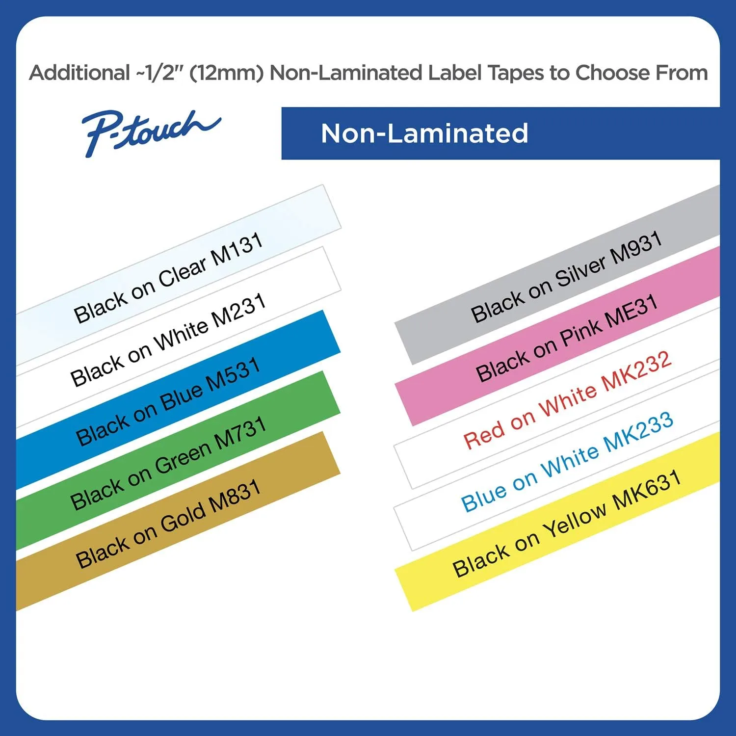 Brother MK-232 1/2in Red-on-White Labeling Tape, 0.5in x 26.2ft (Pack of 2)