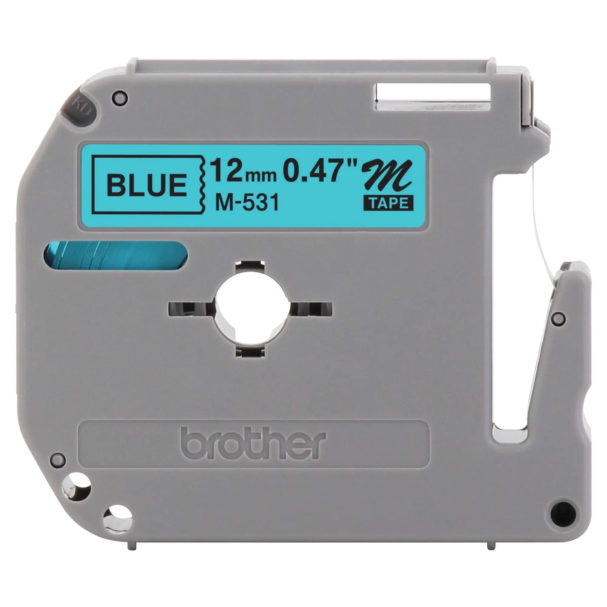 Brother Tape Cartridge 0.5IN Wide, Non-laminated Black On Blue (M531)