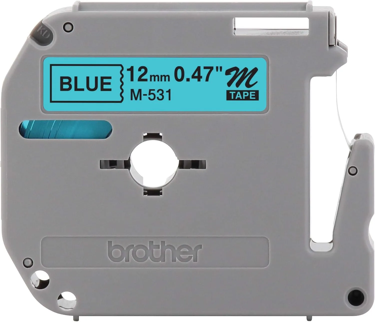 Brother Tape Cartridge 0.5IN Wide, Non-laminated Black On Blue (M531)