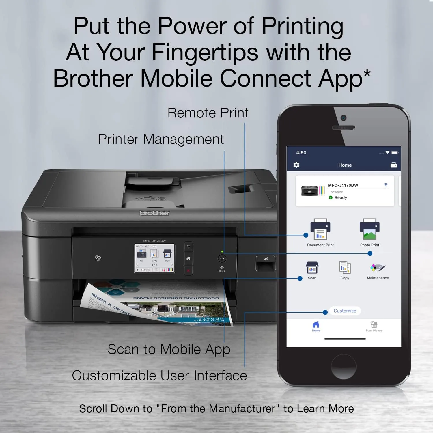 BROTHER Wireless Color Inkjet All-in-One Printer with 2.7" Color Touchscreen, Duplex, 20-Sheet ADF