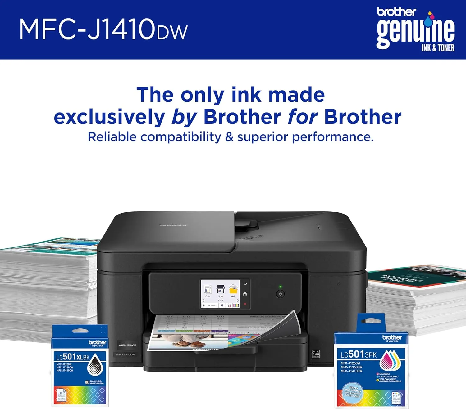 BROTHER Wireless Color Inkjet All-in-One Printer with 2.7" Color Touchscreen, Duplex, 20-Sheet ADF