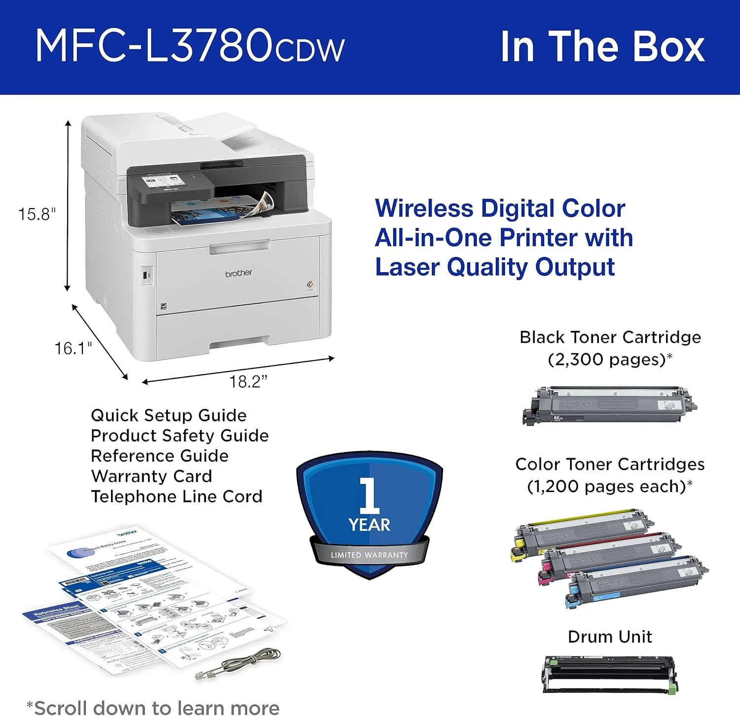 Brother MFC-L3780CDW Wireless Digital Color All-in-One Printer