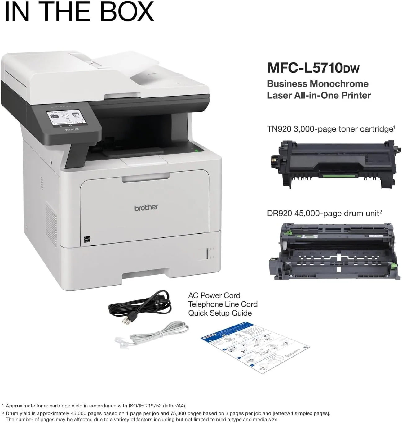 Brother MFC-L5710DW Business Monochrome Laser All-in-One Printer with Wireless Networking and Duplex Print, Scan, and Copy