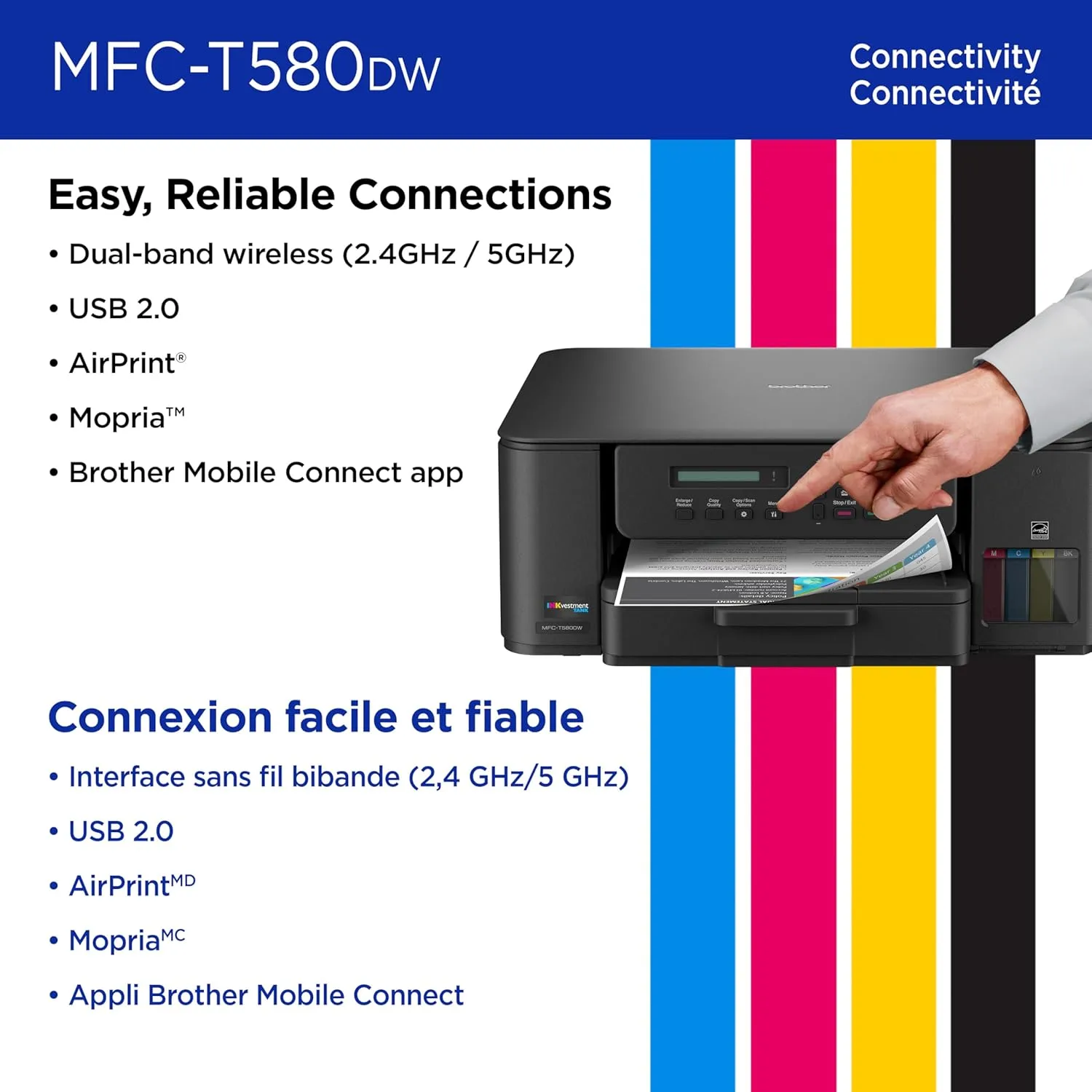 Brother INKvestment Tank 580 Wireless Color Inkjet All-in-One Printer (MFC-T580DW)