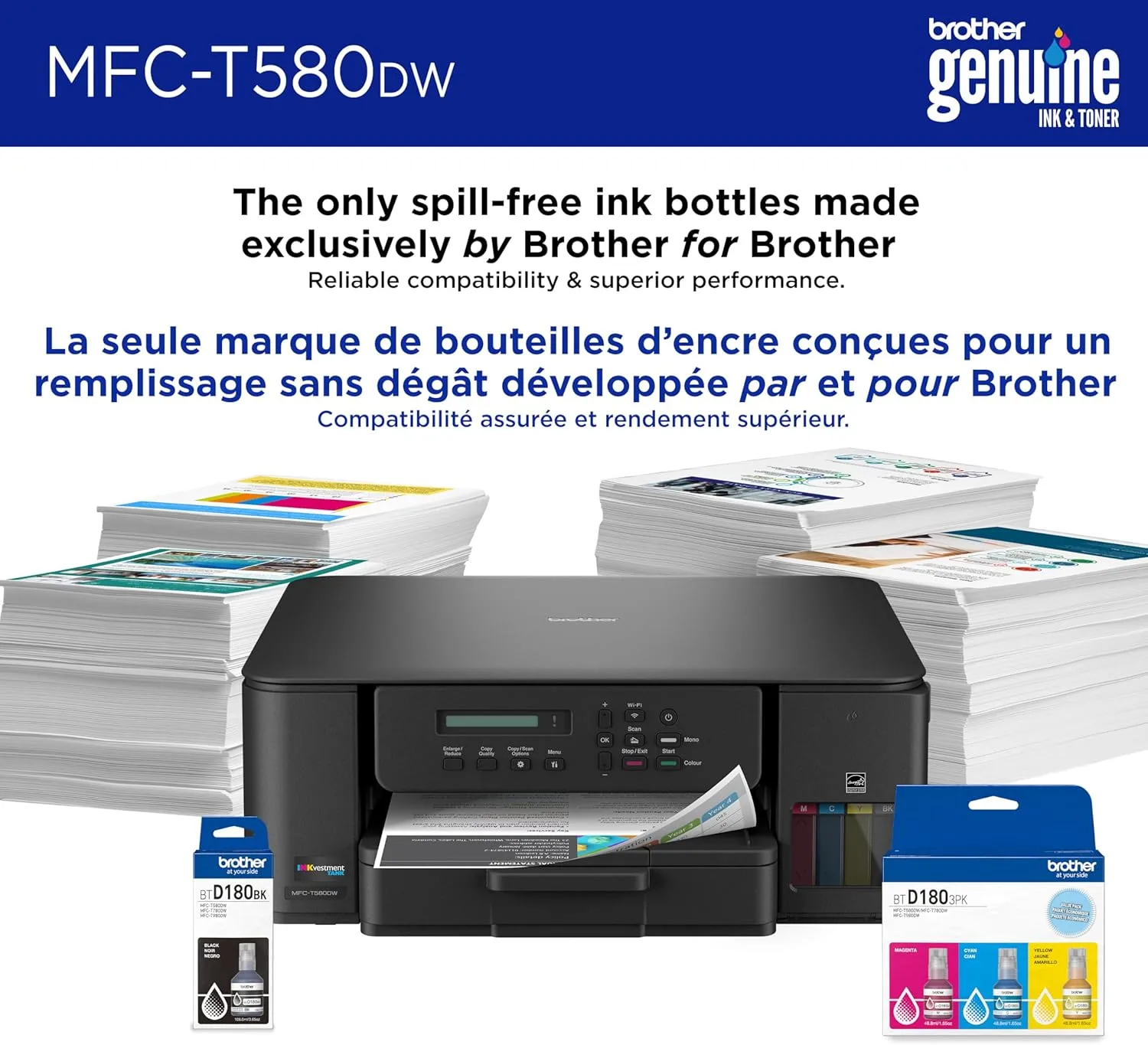 Brother INKvestment Tank 580 Wireless Color Inkjet All-in-One Printer (MFC-T580DW)