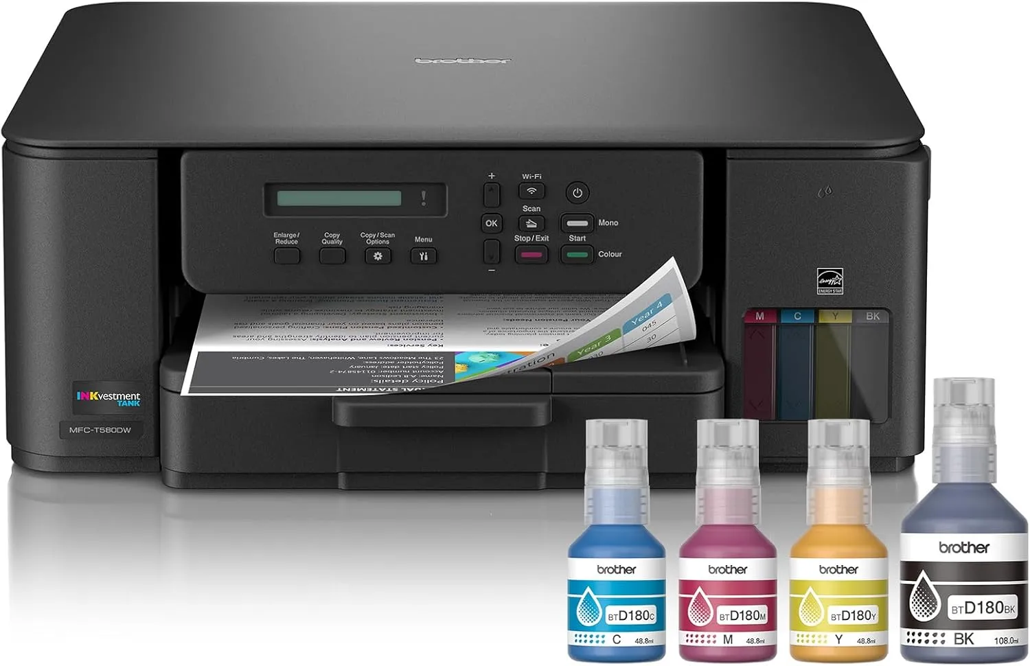 Brother INKvestment Tank 580 Wireless Color Inkjet All-in-One Printer (MFC-T580DW)