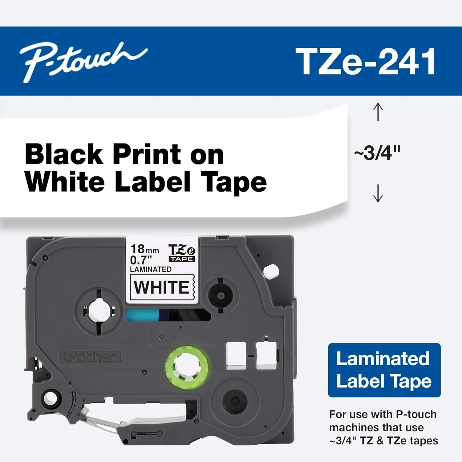Brother Genuine P-touch TZe-241 Laminated Label Tape