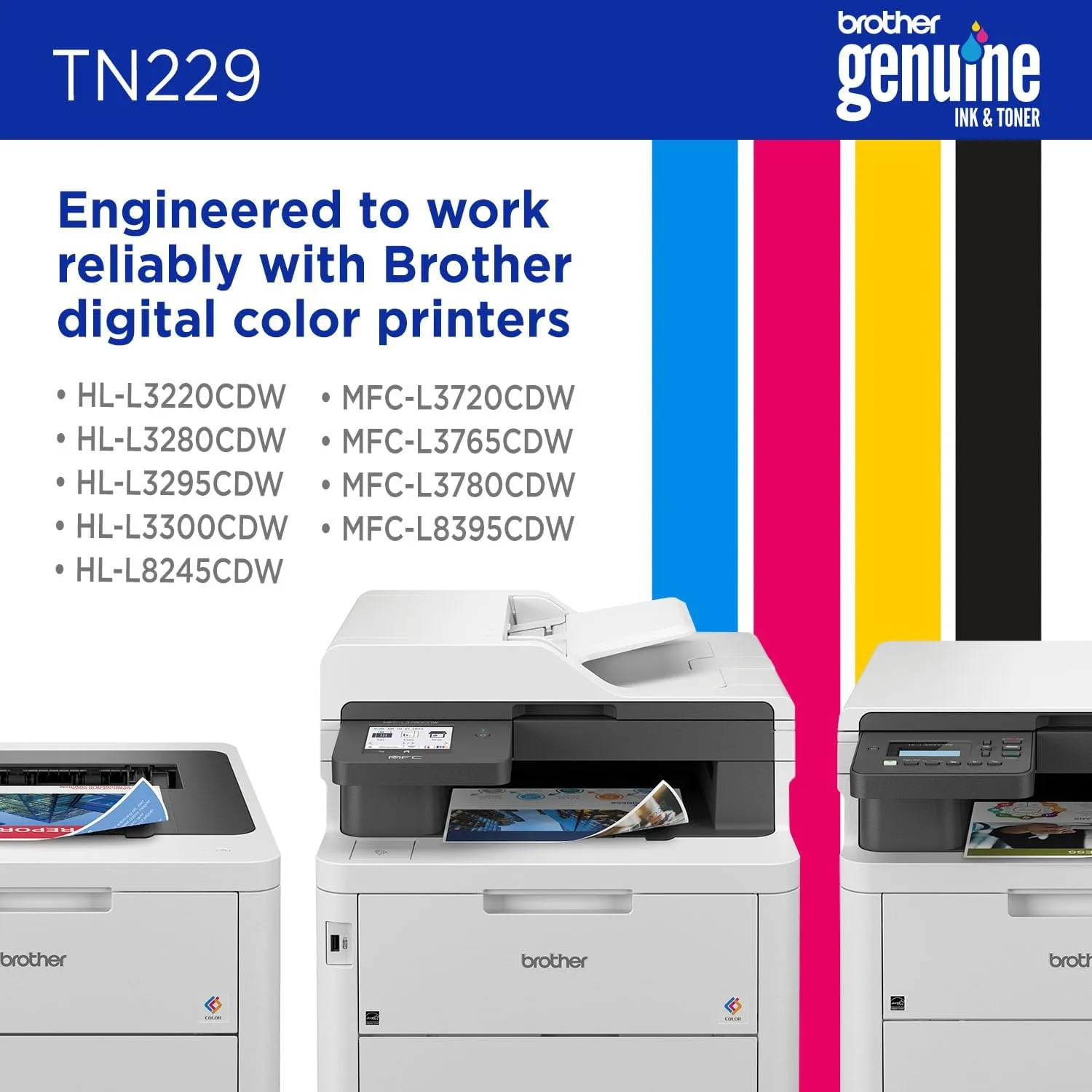 Brother Genuine TN229BK Black Standard Yield Printer Toner Cartridge - Print up to 1,500 Pages(1)