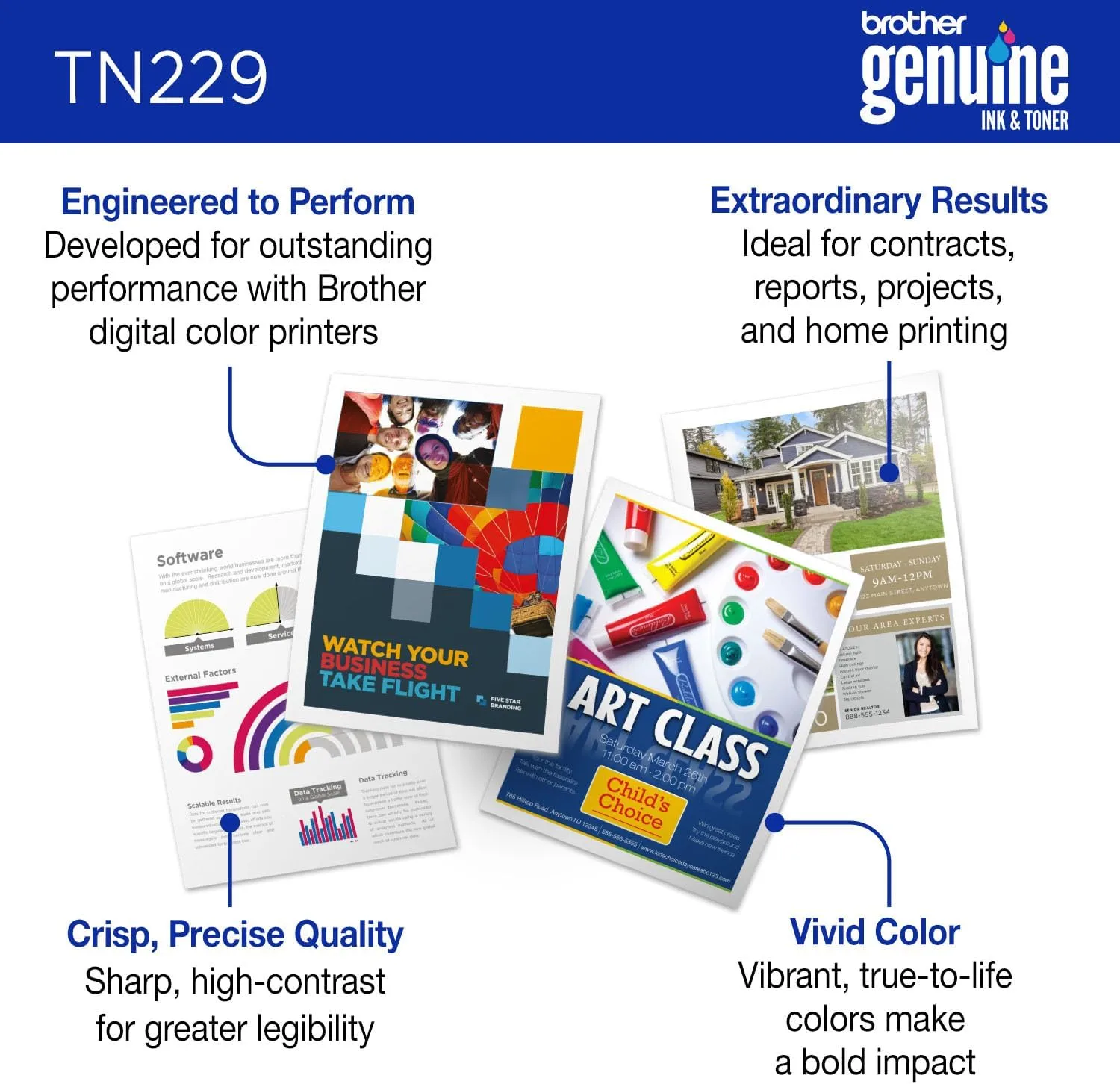 Brother Genuine TN229BK Black Standard Yield Printer Toner Cartridge - Print up to 1,500 Pages(1)