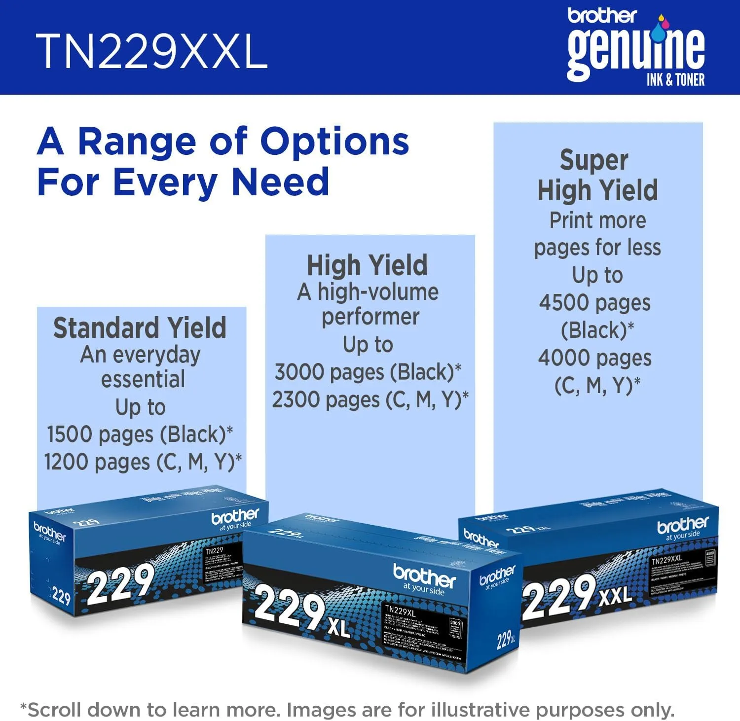 Brother Genuine TN229XXLBK Black Super High Yield Toner Cartridge - 4,500 Pages