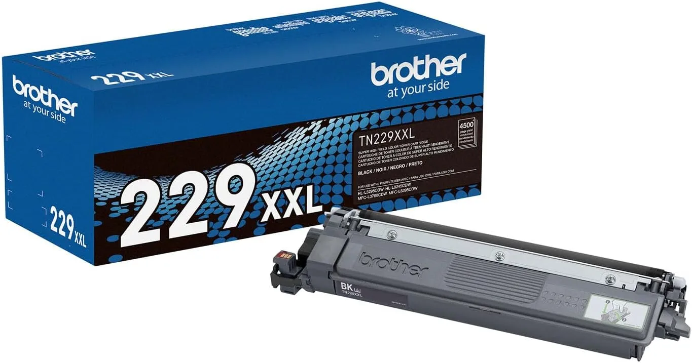 Brother Genuine TN229XXLBK Black Super High Yield Toner Cartridge - 4,500 Pages