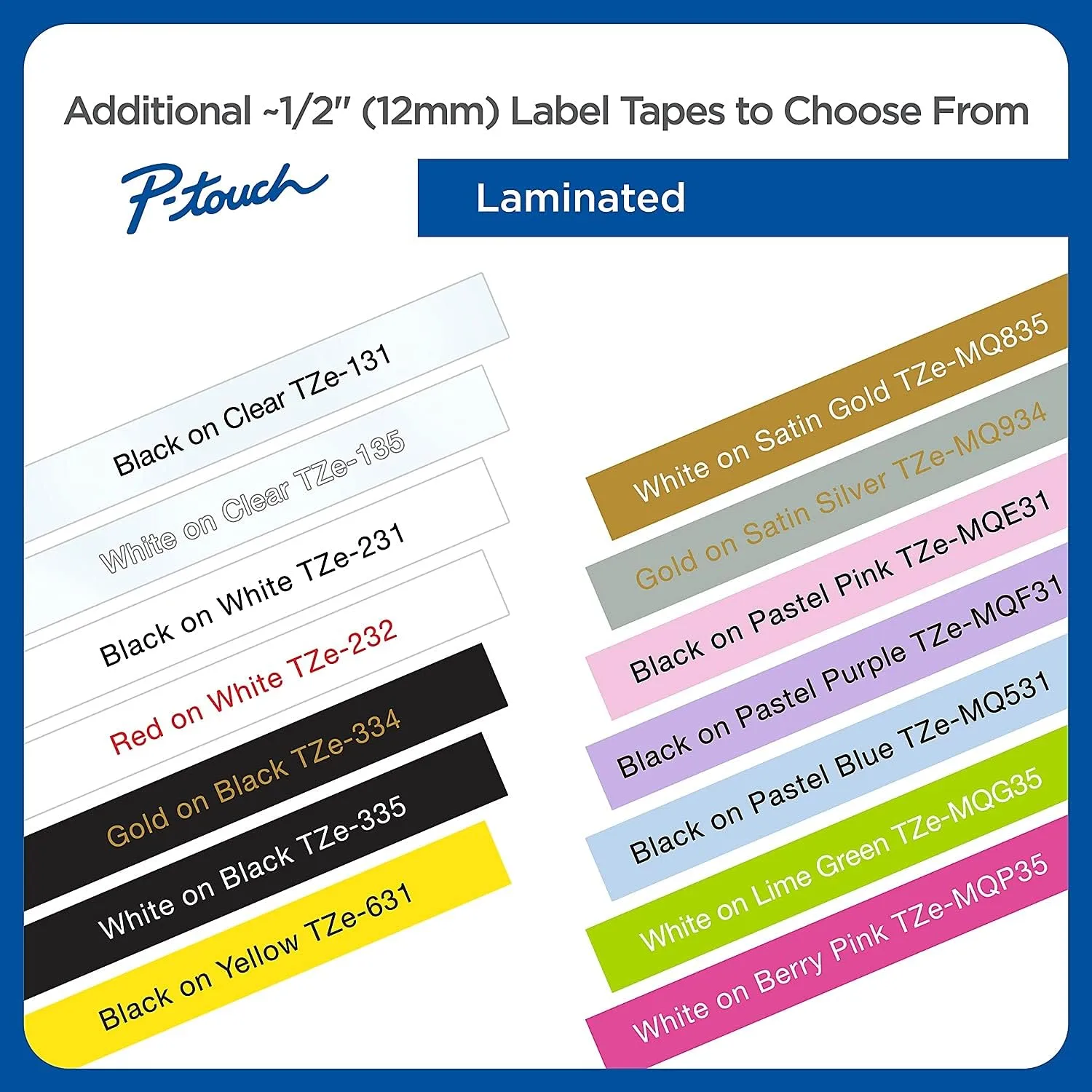 Brother TZe-631 Laminated Label Tape 1/2in Black on Yellow, 26.2ft