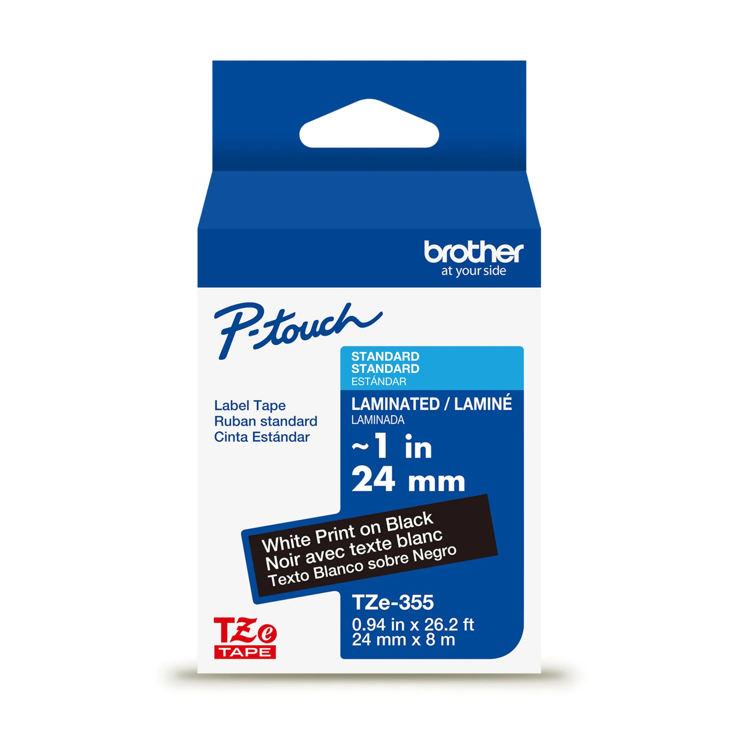 Brother Genuine P-Touch TZe Laminated Label Tape, 1" (24mm) x 26.2ft (8m)