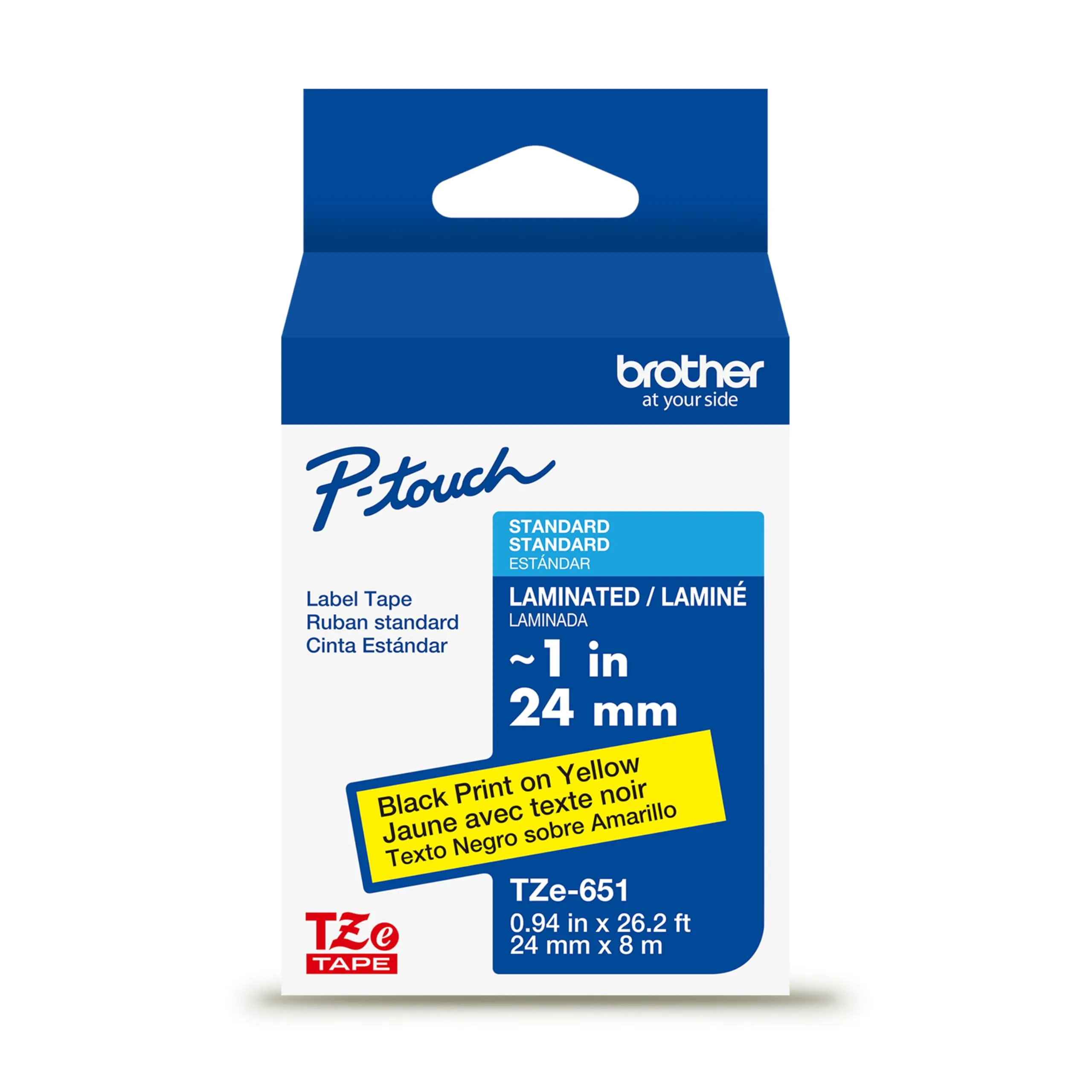 Brother Genuine P-Touch TZe Laminated Label Tape, 1" (24mm) x 26.2ft (8m)