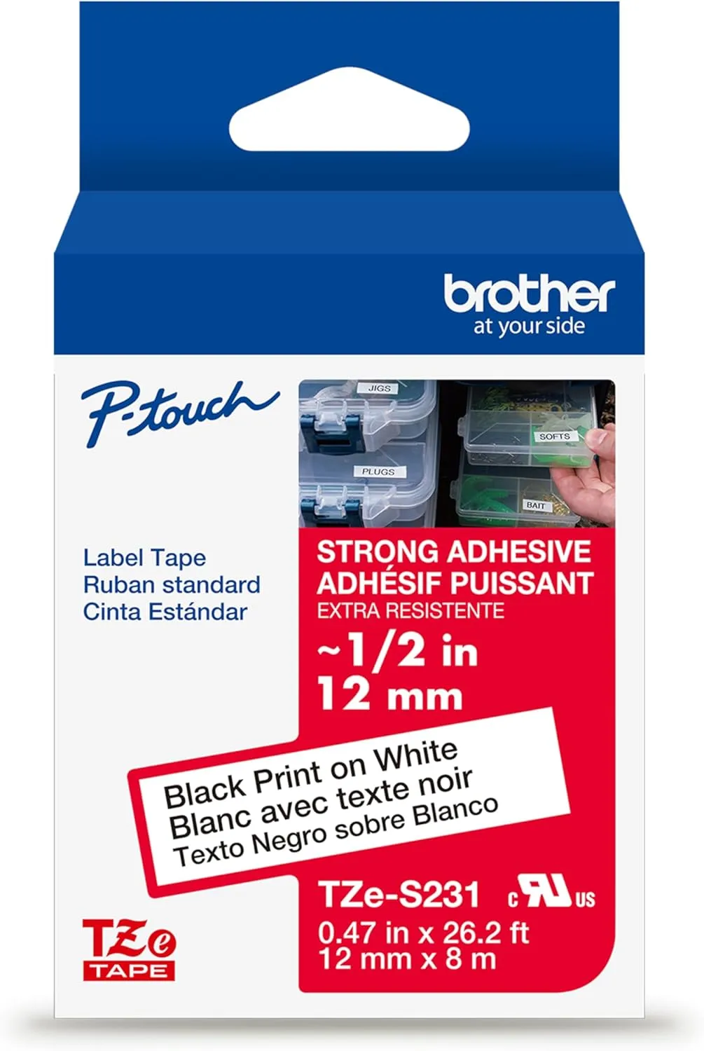 BROTHER Genuine TZe231 Laminated Label Tape 12mm Black on White