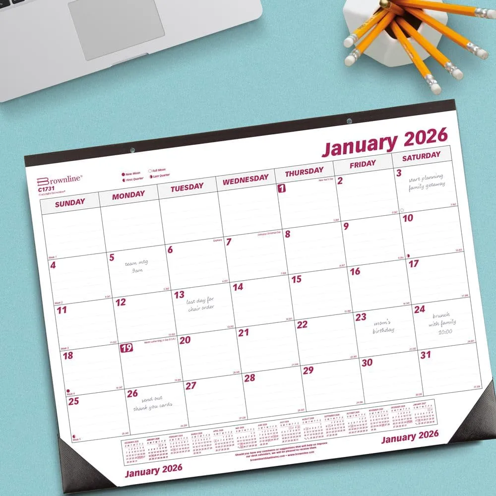 Brownline® 2026 Monthly Desk Pad Calendar, 12 Months, January to December, 22" x 17" (C1731-26)