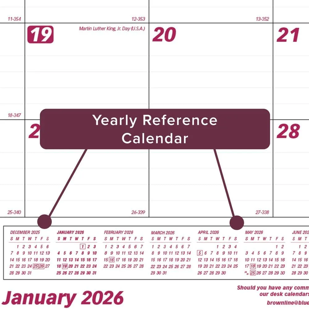 Brownline® 2026 Monthly Desk Pad Calendar, 12 Months, January to December, 22" x 17" (C1731-26)