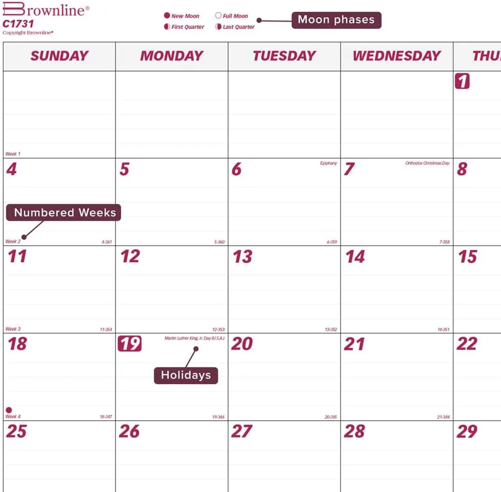 Brownline® 2026 Monthly Desk Pad Calendar, 12 Months, January to December, 22" x 17" (C1731-26)